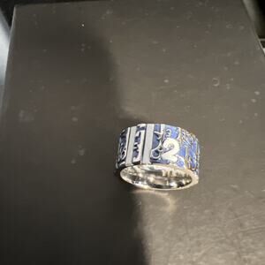 Dior Used Trotter Finger Ring Blue Silver Size 7 Vintage Authentic